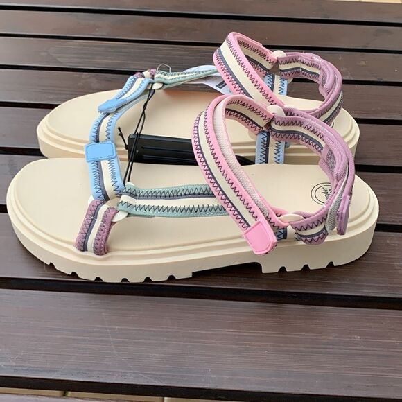 NWT Chunky platform hiking pink blue Nature Sandals size 9 - Picture 4 of 6